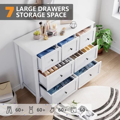 Wood Dresser With 7 Drawers, Modern Chest Of Drawers 5 Wood Dresser With 7 Drawers, Modern Chest Of Drawers - Image 3