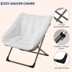 2PCS Comfy Chair For Adults, Foldable Living Room Chairs, Soft Faux Fur Folding Lounge For Bedroom Living Room Dorm Rooms, Flexible Reading Chair -Garvee GUEST 717a66f0 9da9 4099 a3db 291da5e48b6d