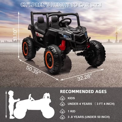 24V Ride On Toys For Big Kids, 2 Seater 24V Electric Vehicles W/Remote Control, 20" Spacious Seat,Music, Bluetooth, For Kids 4 24V Ride On Toys For Big Kids, 2 Seater 24V Electric Vehicles W/Remote Control, 20" Spacious Seat,Music, Bluetooth, For Kids - Image 2