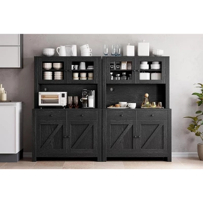 Freestanding Kitchen Pantry Cabinet With Microwave Stand & Buffet Cupboard, Adjustable Shelves For Dining Room 5 Freestanding Kitchen Pantry Cabinet With Microwave Stand & Buffet Cupboard, Adjustable Shelves For Dining Room - Image 3