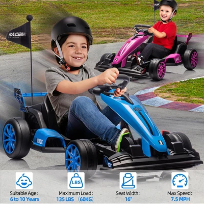 Ride On Go Kart, Kids 24V 7Ah Battery Two 200W Motors, 8MPH Fast Drifting Circling Car, Adjustable Seat Electric Ride Toy, For Kids 6 Ride On Go Kart, Kids 24V 7Ah Battery Two 200W Motors, 8MPH Fast Drifting Circling Car, Adjustable Seat Electric Ride Toy, For Kids - Image 4