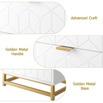 6-Drawer Dresser For Bedroom – Modern Wood Chest With Gold Metal Handles For Hallway, Entryway, And Living Room 7 6-Drawer Dresser For Bedroom – Modern Wood Chest With Gold Metal Handles For Hallway, Entryway, And Living Room - Image 5