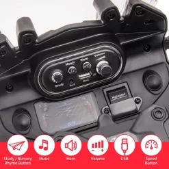 12V Kids Ride On Motorcycle, Licensed BMW,Police Motorbike W/ High/Low 2 Speed,Built-In Music,USB,Warning Lights,Spring Suspension,Training Wheels