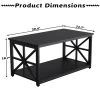 2-Tier Coffee Table For Small Spaces, X-Frame Living Room Low Coffee Table With Storage Shelf -Garvee GUEST 7262d353 ff7b 4556 9ae0 d3768954105d
