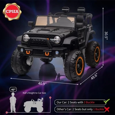 Electric Ride On Car, 24V 2 Seats For Kids, With Remote Control, 4WD Spring Suspension, 2 Speeds, Music, For 3+ 7 Electric Ride On Car, 24V 2 Seats For Kids, With Remote Control, 4WD Spring Suspension, 2 Speeds, Music, For 3+ - Image 5