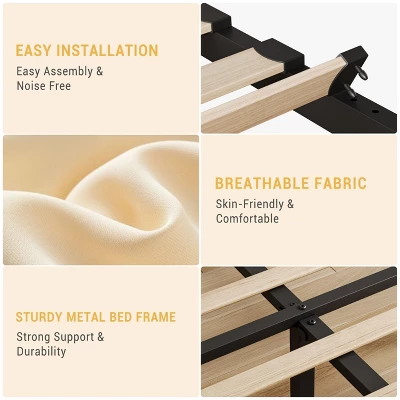 Full Size Bed Frame With Adjustable Headboard, Velvet Upholstered Tufted Twin Platform Bedframe With Strong Wooden Slats, No Box Spring Needed,White 6 Full Size Bed Frame With Adjustable Headboard, Velvet Upholstered Tufted Twin Platform Bedframe With Strong Wooden Slats, No Box Spring Needed,White - Image 4