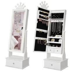 Kids Jewelry Armoire With Storage Cabinet And Led Light