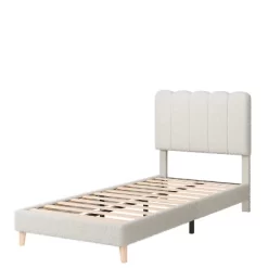 Twin Upholstered Platform Bed Frame With Wave Headboard, Wood Slats, No Box Spring Needed, For Kids Or Teens 10 Twin Upholstered Platform Bed Frame With Wave Headboard, Wood Slats, No Box Spring Needed, For Kids Or Teens -Garvee GUEST 72e45e2b f8de 472d 963a af8b5b3a2ecf