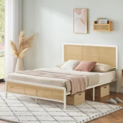 Rattan Platform Bed Frame Full Size With Headboard -Garvee GUEST 7338120a 98e0 4f1b b2f9 dd97b405dcd2