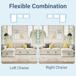 84 Inch Sleeper Sofa Couch, L-Shaped Sofa, Convertible Pull Out Sofa Bed With Storage, Charging Station, Led Lights, Modern Sectional Sofa -Garvee GUEST 735f4a9d de18 49c5 8686 cffcddf108aa