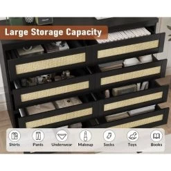 Garvee Rattan Dresser For Bedroom, 8 Drawer Dresser For Closet, Double Wood Dressers & Chest Of Drawers For TV Stands, Living Room 12 Garvee Rattan Dresser For Bedroom, 8 Drawer Dresser For Closet, Double Wood Dressers & Chest Of Drawers For TV Stands, Living Room -Garvee GUEST 741305ec 9452 417d a99b a8099257fd7c
