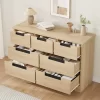 7 Drawer Dresser For Bedroom, Natural Oak Double Dresser Organizer With Embedded Handles, Wooden Chest Of Drawers For Living Room Nursery Hallway -Garvee GUEST 746c6dc3 8eb6 49f1 bd40 c45583a6579b