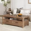 Farmhouse Coffee Table With Drawers, 47.2" Center Table Rustic Coffee Tables White Brown Living Room Table -Garvee GUEST 75b2817d f418 4e24 affc 41d9e1361c20