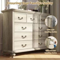 9-Drawers Dresser For Bedroom, Wooden Chest Of Drawer With Large Drawers & Metal Handles 11 9-Drawers Dresser For Bedroom, Wooden Chest Of Drawer With Large Drawers & Metal Handles -Garvee GUEST 75b45a70 69c7 4c41 a95c 9da22c43f5e9