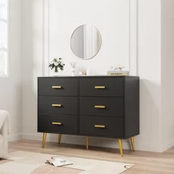 Modern Dresser With 6 Deep Drawers Wooden Chest Of Drawers For Bedroom -Garvee GUEST 760d9f69 02c4 4686 bf1f 0a1f56275c59