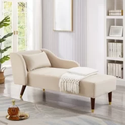 Modern Velvet Chaise Lounge Chair, Upholstered Arm Chaise Lounge With Curved Armrest, Sleeper Lounge Sofa Couch For Bedroom Office Living Room -Garvee GUEST 768b8dd5 b976 4da6 9edd a52d433407cb