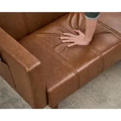 75 Inch Futon Sofa Bed, Mid-Century Modern Futon Couch, Convertible Sleeper Sofa With Adjustable Backrest,Loveseat With Side Pockets, PU Leather Sofa -Garvee GUEST 76951cc4 1023 4261 8801 03f4831f8a17 1