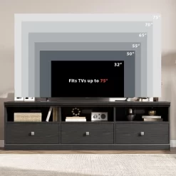 70in TV Stand For TVs Up To 80", Modern Entertainment Center With Storage Drawer, Shelves, TV Console Media Cabinet For Living Room, Bedroom, Black -Garvee GUEST 76c4a591 4bd9 4f1c 974e 2c60b8f4a72d