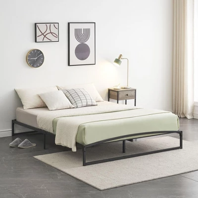 6/10 Inch Twin/Full/Queen/King Size Platform Metal Bed Frame Low Profile With Storage_Black/White 7 6/10 Inch Twin/Full/Queen/King Size Platform Metal Bed Frame Low Profile With Storage_Black/White - Image 5