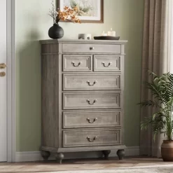 Farmhouse Tall Dresser For Bedroom With 7 Drawers, 50" Tall Large Wood Chest Of Drawers 17 Farmhouse Tall Dresser For Bedroom With 7 Drawers, 50" Tall Large Wood Chest Of Drawers -Garvee GUEST 7842e7ad 1f04 4f3a bf1a 409bd29643b6