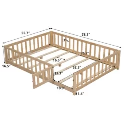 Full Size Floor Platform Bed With Fence And Door, Wooden Floor Bed Frame With Support Slats For Boys Girls Bedroom Furniture, Easy To Assembly 13 Full Size Floor Platform Bed With Fence And Door, Wooden Floor Bed Frame With Support Slats For Boys Girls Bedroom Furniture, Easy To Assembly -Garvee GUEST 7854fa94 965c 4bfc b2a4 c9b95a520ef0