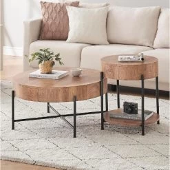 Round Coffee Table With Drawers Circle Living Room Table Wood Accent Coffee Table 12 Round Coffee Table With Drawers Circle Living Room Table Wood Accent Coffee Table -Garvee GUEST 78ed5e7d 9c85 430b bda5 3e513070d86d