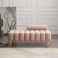 53.2”End Of Bed Bench, Upholstered 2 Seat Sofa Couch, Entryway Ottoman Bench With Metal Legs, Fuzzy Long Bench For Living Room Bedroom Shops -Garvee GUEST 791ebd41 7696 4658 9e62 9f45df1812a0