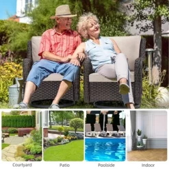 Whizmax Swivel Rocker Patio Chairs Set Of 2 And Matching Side Table - 3 Piece Wicker Patio Bistro Set With Premium Fabric Cushions Outdoor Furniture -Garvee GUEST 79e40e74 4335 496e a5c7 58a7ce158715