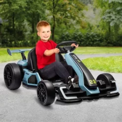 Go Karts For Kids, 24V Electric Go Kart With 2 * 150W Powerful Motors,8mph, 110lbs,W/Button Start,Lights,Safety Belt, Music -Garvee GUEST 7a40b29e 6b44 46a0 a1b8 92a1e3115eb0