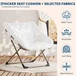 2PCS Comfy Chair For Adults, Foldable Living Room Chairs, Soft Faux Fur Folding Lounge For Bedroom Living Room Dorm Rooms, Flexible Reading Chair -Garvee GUEST 7ae1288b ffac 43ab 826b c3c951c8724f