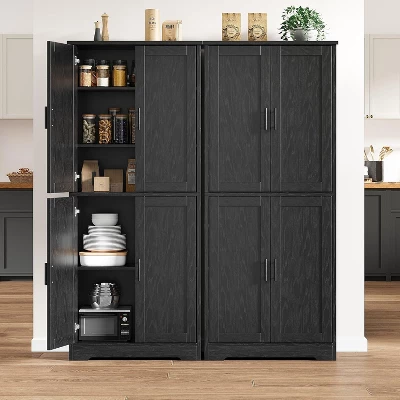 70" Tall Kitchen Pantry Cabinets With 2 Doors And 3 Adjustable Shelves, Freestanding Modern Storage Cabinet For Dining Room, Living Room 8 70" Tall Kitchen Pantry Cabinets With 2 Doors And 3 Adjustable Shelves, Freestanding Modern Storage Cabinet For Dining Room, Living Room - Image 6