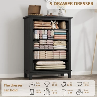 Garvee 5 Dresser For Bedroom, 41.3" Tall Drawer Dresser With Storage Freestanding, Wooden Closet Storage Chest For Living Room, Bedroom 7 Garvee 5 Dresser For Bedroom, 41.3" Tall Drawer Dresser With Storage Freestanding, Wooden Closet Storage Chest For Living Room, Bedroom - Image 5