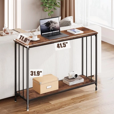 Narrow Console Table, Small Entryway Table With Engineered Wood Shelf And Metal Frame 8 Narrow Console Table, Small Entryway Table With Engineered Wood Shelf And Metal Frame - Image 6