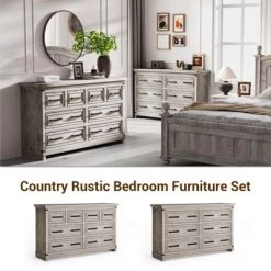 Garvee Farmhouse 8 Drawer Dresser For Bedroom, Rustic Wood Chest Of Drawers With Easy Pull Handles, Storage Cabinet For Living Room -Garvee GUEST 7f01931d 5cef 4dd9 a34b 330cb656be08