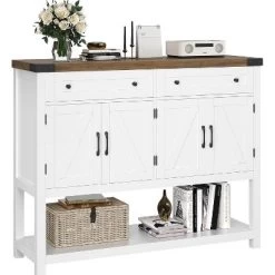Sideboard Buffet Cabinet, Modern Farmhouse Coffee Bar Cabinet W/4 Doors, 2 Drawers & An Open Shelf, Wooden Console Table For Kitchen, Living Room -Garvee GUEST 7f11c553 33ce 4955 b075 f4f16d41963f