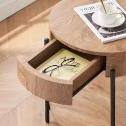 Garvee Farmhouse Round Coffee Table Solid Wood Center Table With Two Drawers, Brown -Garvee GUEST 80441547 eac4 4434 a38f 5f1161d2c0f0