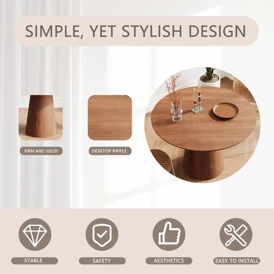 43.31" Round Dining Table, Modern Pedestal Dining Table, Leisure End Table For Living Room Dining Room Cafe Kitchen Small Space 9 43.31" Round Dining Table, Modern Pedestal Dining Table, Leisure End Table For Living Room Dining Room Cafe Kitchen Small Space - Image 7