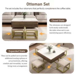 Lift Top Coffee Table With Hidden Storage, Modern Square Center Table With 4 Ottomans, Wood Cocktail Table Center Table For Living Room White 12 Lift Top Coffee Table With Hidden Storage, Modern Square Center Table With 4 Ottomans, Wood Cocktail Table Center Table For Living Room White -Garvee GUEST 814c7f1a ce47 4565 ba6c bd2db87b7d00