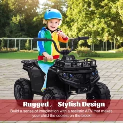 12V Kids Ride On ATV, 4 Wheeler Electric Vehicle For Kids, Battery Powered Quad Toy Vehicle With Music, Horn