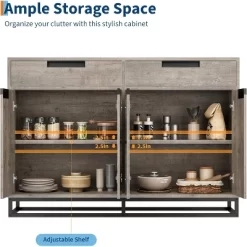 Sideboard Buffet Cabinet, 55" Kitchen Accent Modern Storage Cabinet With 2 Drawers And 4 Doors, Coffee Bar Buffet Table For Kitchen, Dining Room -Garvee GUEST 8241cc7d 3f3b 4e53 b090 8f5087650093