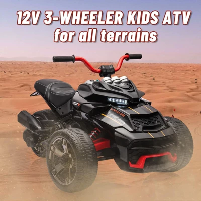 12V Kids Ride-On ATV, 3-Wheeler Electric Motorcycle For Toddlers Ages 3-8 – Battery Powered Toy Car With LED Lights 4 12V Kids Ride-On ATV, 3-Wheeler Electric Motorcycle For Toddlers Ages 3-8 – Battery Powered Toy Car With LED Lights - Image 2