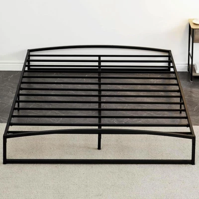 Low Bed Frame, 6 Inch California King Size Metal Platform Bed Frame With Arch Design, Heavy Duty Bed Frame, No Box Spring Needed, Black 4 Low Bed Frame, 6 Inch California King Size Metal Platform Bed Frame With Arch Design, Heavy Duty Bed Frame, No Box Spring Needed, Black - Image 2