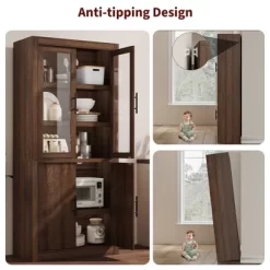 Garvee Tall Kitchen Pantry, Wood Pantry Storage Cabinet With 4 Doors & Adjustable Shelves, Farmhouse Freestanding Pantry Cupboard For Dining -Garvee GUEST 82aca6a8 c0a4 4dd7 8cf7 52c3a647c0cd