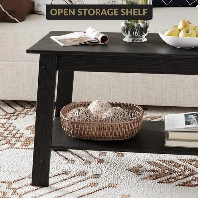 Stylish 31.5" Coffee Table With Open Shelves - 2-Tier Modern Industrial Design 8 Stylish 31.5" Coffee Table With Open Shelves - 2-Tier Modern Industrial Design - Image 6