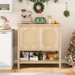 Farmhouse Console Table, Sofa Table With 2-Door, Entryway Table With Storage Shelf, Hallway Table