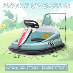 6V Kids Ride-On Bumper Car For Toddlers (Ages 3-6) – 360° Spin, Lights, Music, Horn & Safety Belt -Garvee GUEST 8374b4b1 26b5 40ea 817d 4916a751fd85