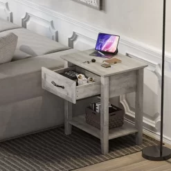 Garvee Nightstands Set Of 2, Industrial Side/End Tables With Drawer And Storage Shelf, Night Stands For Bedroom, Living Room, 2 Pack, Grey -Garvee GUEST 83edb9bd 7c87 4f35 8604 60d0d7ffe867