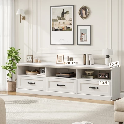 70in TV Stand For TVs Up To 80", Mid Century Modern Entertainment Center With Drawer, TV Console Media Cabinet For Living Room, Bedroom 5 70in TV Stand For TVs Up To 80", Mid Century Modern Entertainment Center With Drawer, TV Console Media Cabinet For Living Room, Bedroom - Image 3