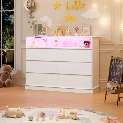 6/8 Drawer Dressers For Bedroom, Chest Of Drawers With Deep Drawers, Large Double Dresser For Closet With Wide Top, Horizontal Wooden Dresser 9 6/8 Drawer Dressers For Bedroom, Chest Of Drawers With Deep Drawers, Large Double Dresser For Closet With Wide Top, Horizontal Wooden Dresser - Image 7