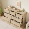 Garvee 7 Drawer Dresser For Bedroom, Natural Double Dresser Organizer With Concave Handles, Modern Chest Of Drawers For Bedroom, Living Room, Nursery